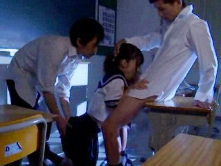 Sexy Nippon Teacher Fucks Students with Cream Pie in Tokyo Classroom