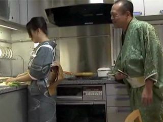 Son's wife's lunchtime kitchen antics drive father-in-law wild with desire for some nippon XXX
